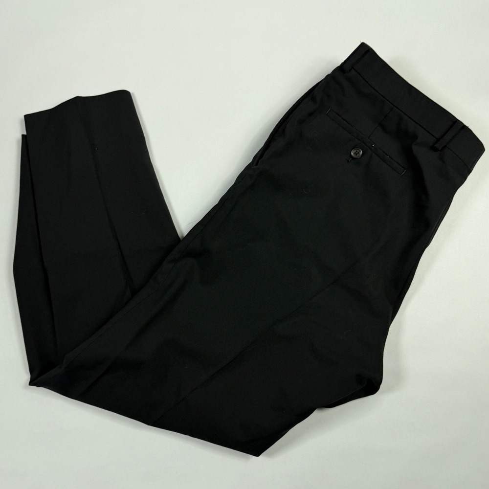 Y2K Ralph Lauren 100% Wool Black Pleated Dress Pants Mens 34x30 Total Comfort